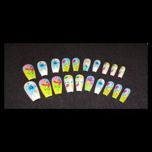 Floral Hard Gel Press On Nail Art Set
